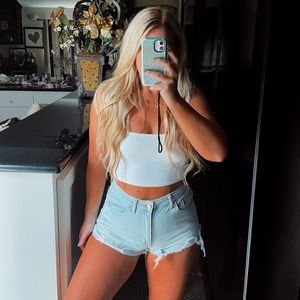 Forever 21 high waisted distressed jean shorts